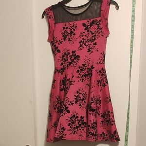 Floral Pink and Black Dress